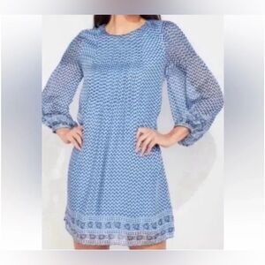 Vineyard Vines Printed Pintuck Swing Dress in Deep Bay- XS